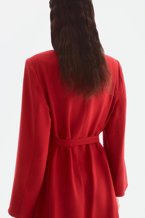 Tie-belt dress - bright red