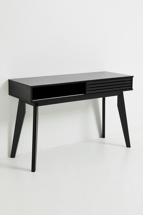 Slatted desk - black