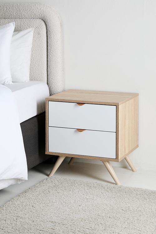 Louisa 2 drawer bedside table - white