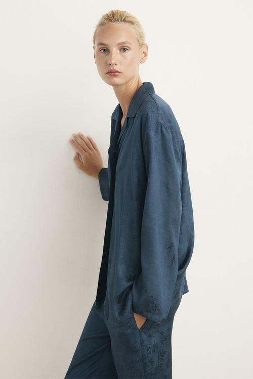 Pyjama shirt quars- dark blue