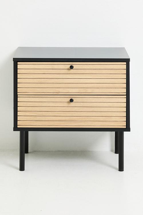 Quinn 2 drawer bedside table - black & natural