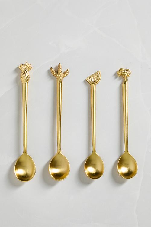 Tropical dessert spoons set of 4 - Gold