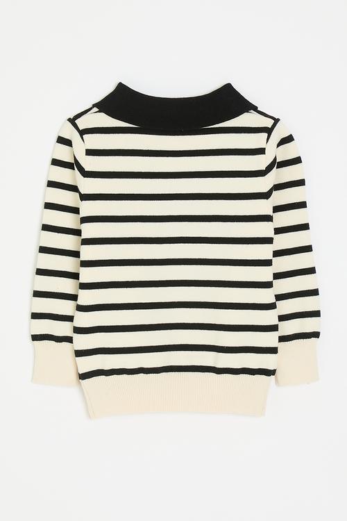 Collared sweatshirt with embroidered cheetah - cream/black