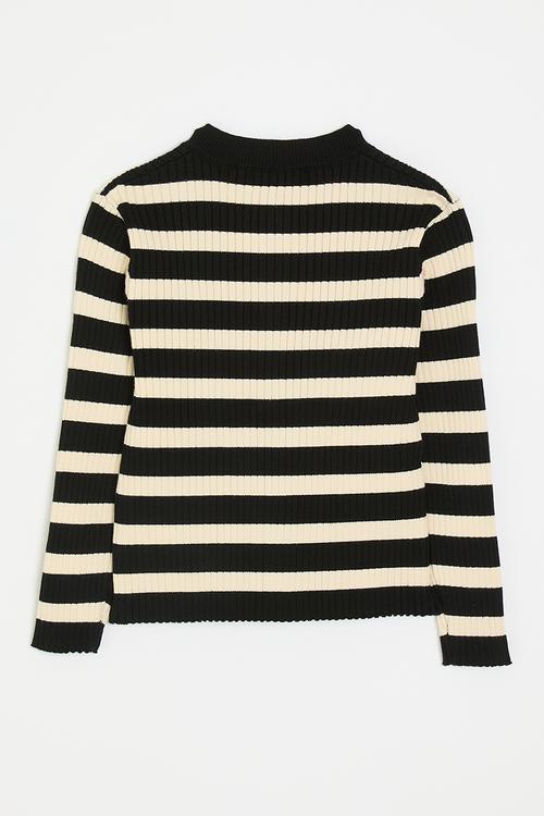 Striped button down cardigan - black/light beige