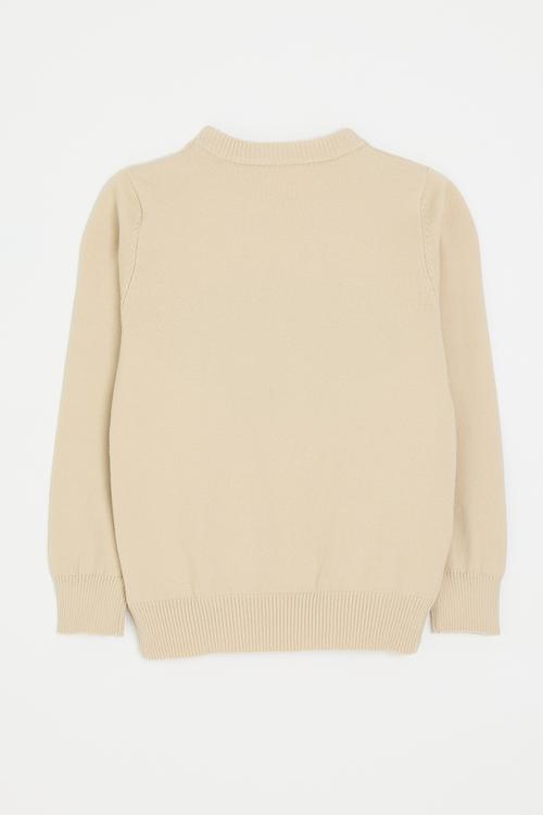Knit elephant placement print sweater - beige