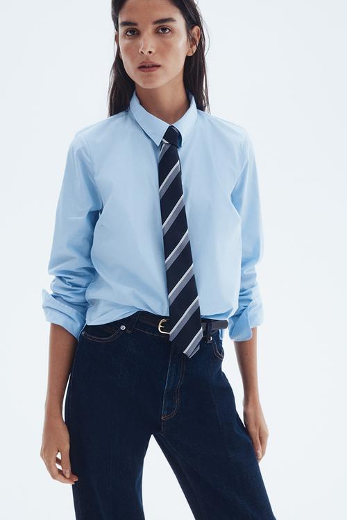 Cotton-blend shirt - light blue