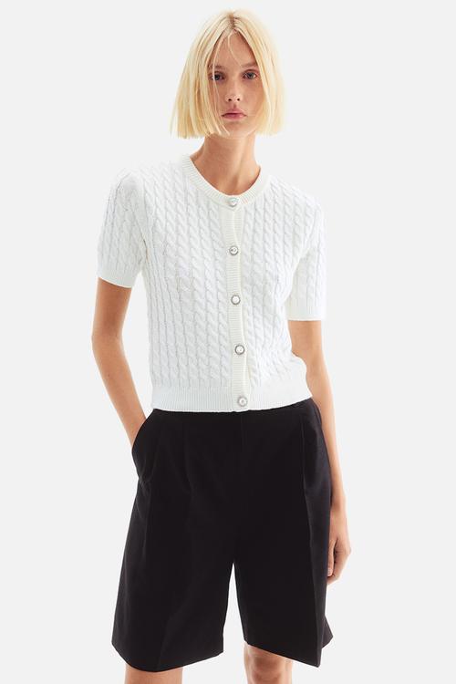 Cable-knit cardigan - white