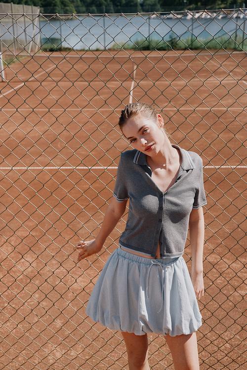 Short-sleeved cardigan - grey