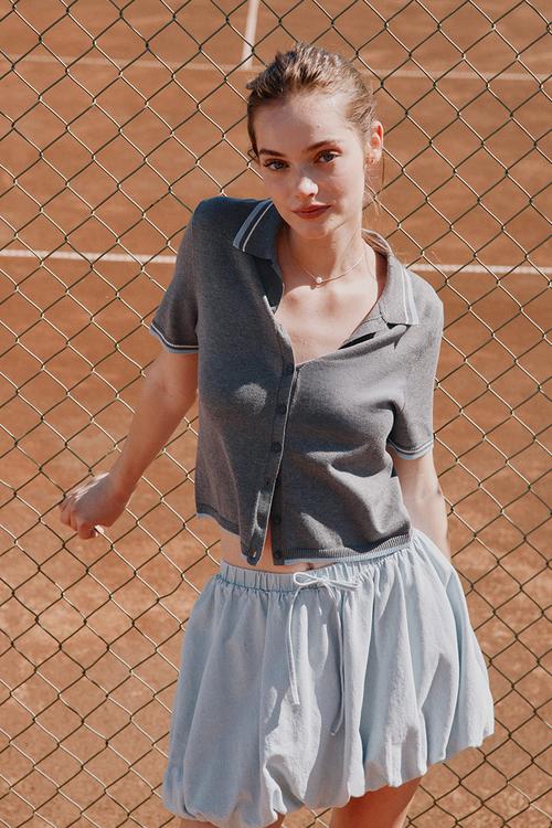 Short-sleeved cardigan - grey