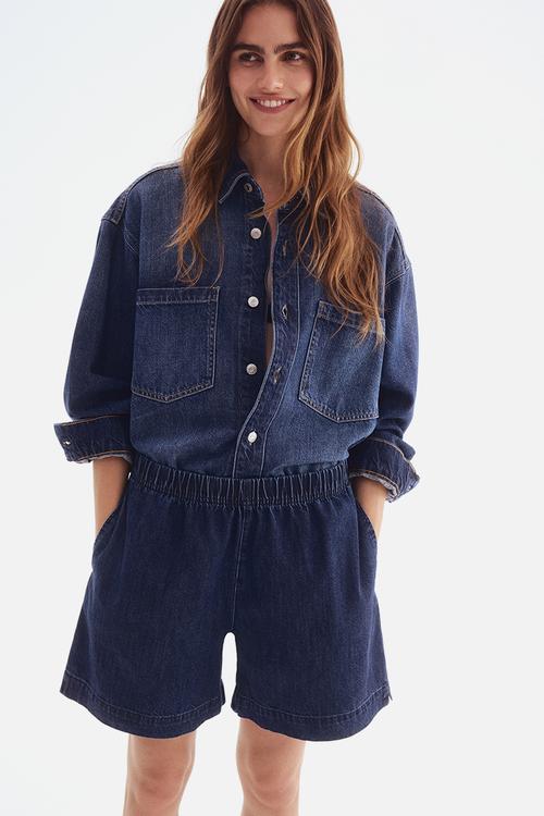 Denim pull-on shorts - dark denim blue