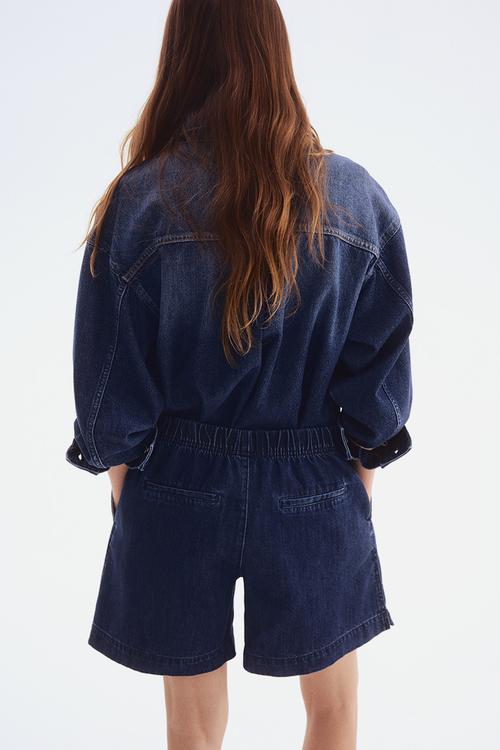 Denim pull-on shorts - dark denim blue