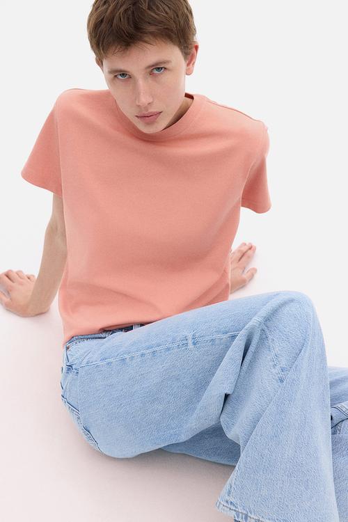 Oversized cotton t-shirt - light coral pink 