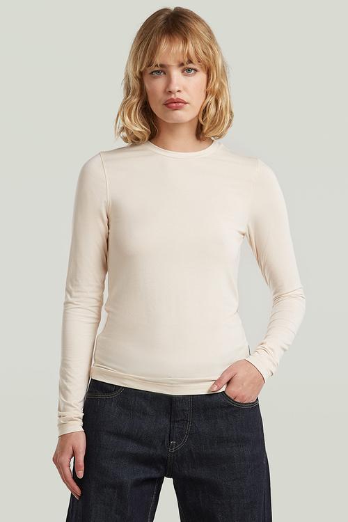 Crew slim t l\s wmn - white