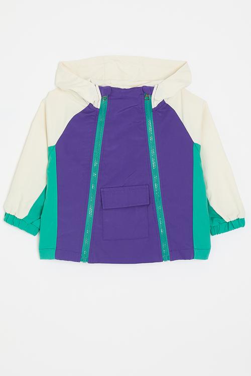 Colour block windbreaker - purple/turquoise/cream