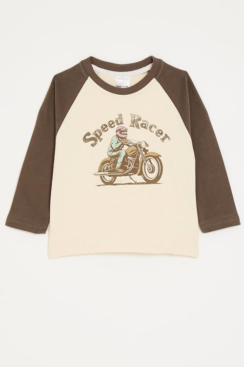 Racer graphic tee - brown/beige