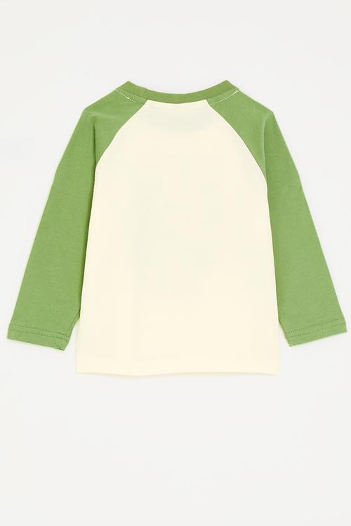 Paradise California graphic raglan tee - green/cream