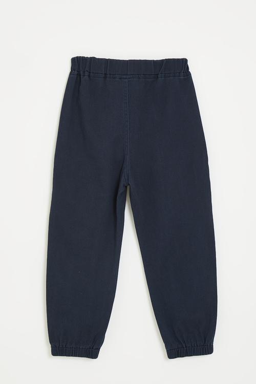 Cuffed pants with embroidery details - oxford blue
