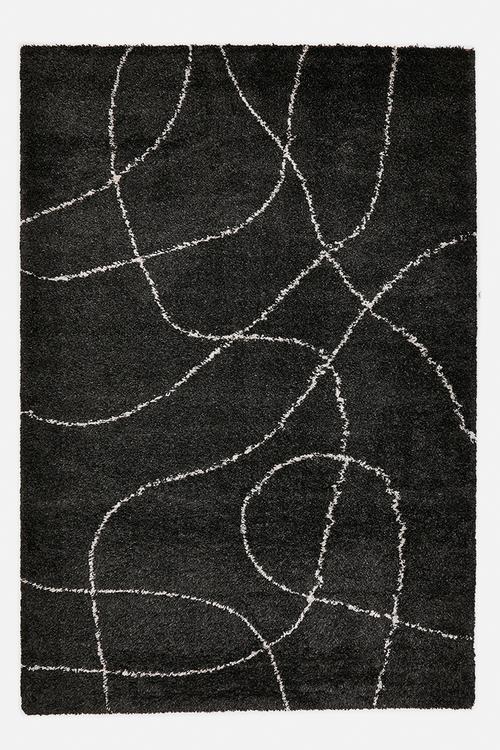 Shaggy Rug Swirl - Black