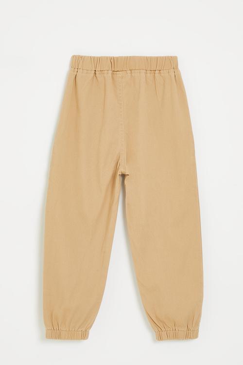 Cuffed pants with embroidered detail pocket - fawn brown