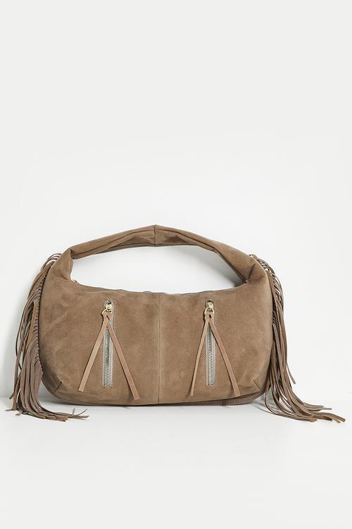 Faux Suede Slouchy Grab Bag - taupe