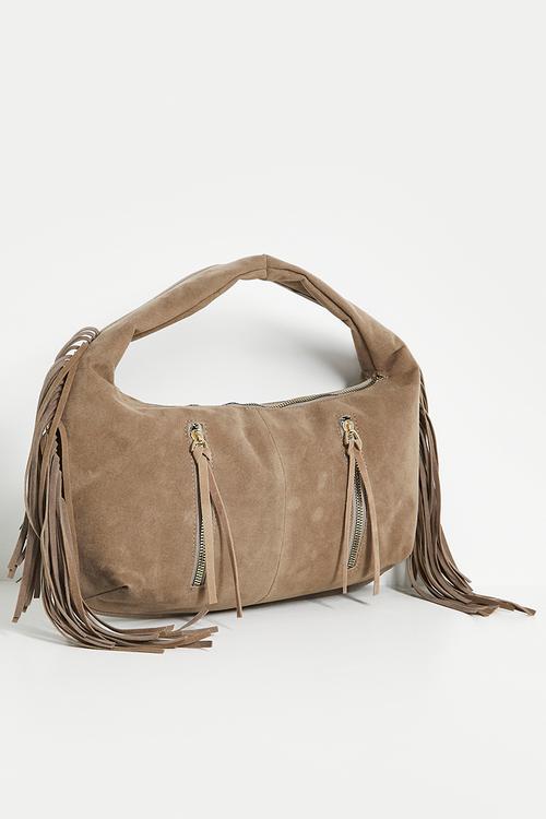 Faux Suede Slouchy Grab Bag - taupe