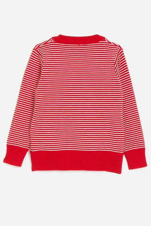 Placement print knit sweater - red stripe/red/yellow
