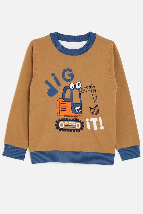 Contrast rib sweatshirt - brown/blue/multi