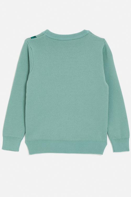 Dino graphic knit sweater - pale mint blue