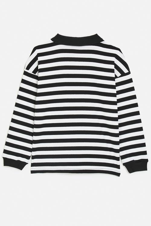 Smiley face embroidered sweatshirt - black stripes/black