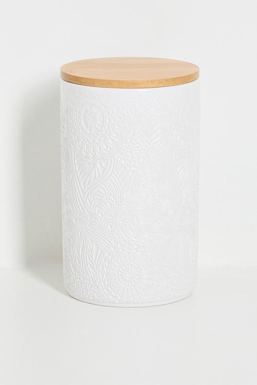 Tall ceramic storage jar - white