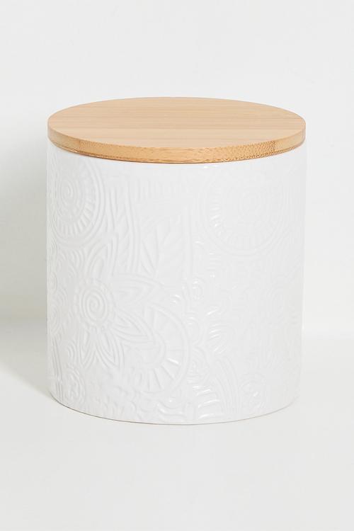 Wide ceramic storage jar - white