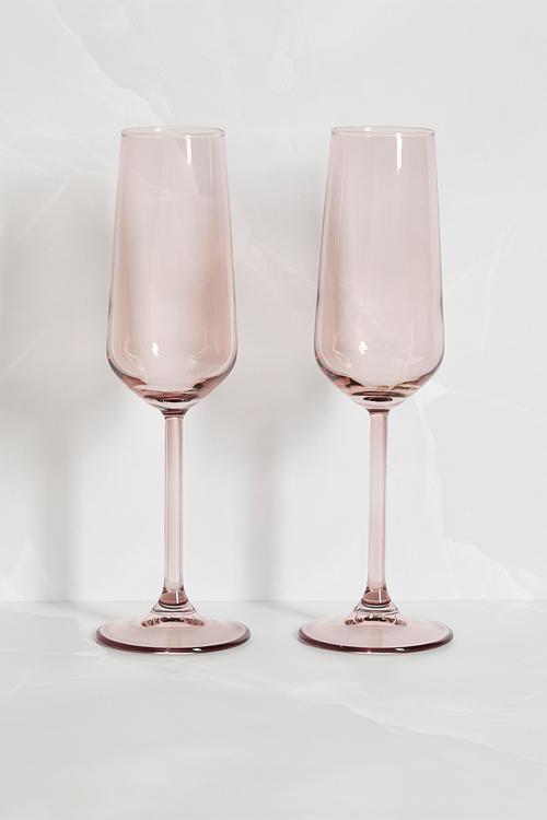 Smoke champagne glass set of 2 - rose