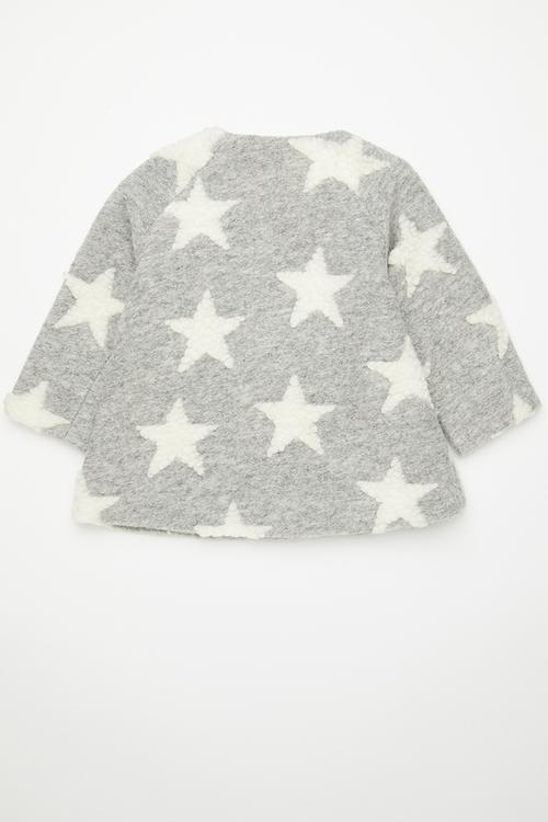 Melton collarless jacket - cloud grey/white stars