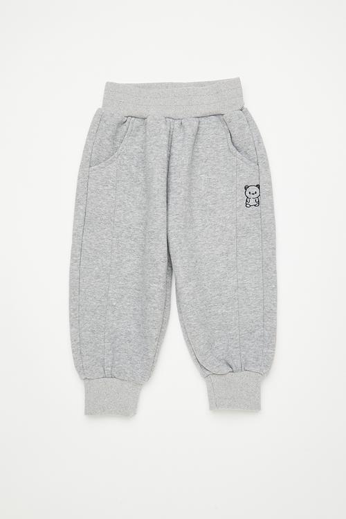 Bear embroidered sweatpants - grey