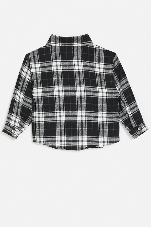 Button-up plaid flannel shirt - black/white