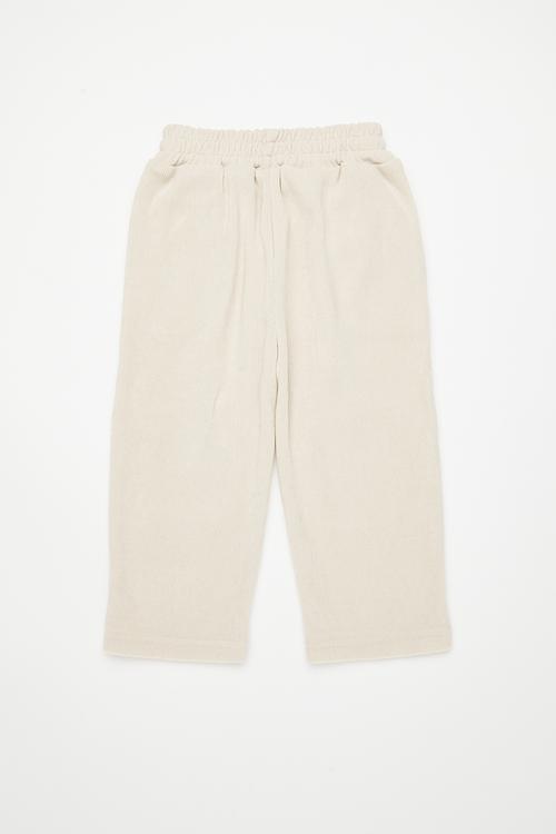 Waffle knit pants with smiley face knee patches - ivory