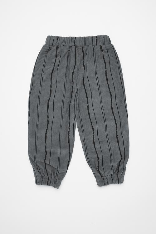 Free-handed stripe rib knit cuffed pants - medium grey
