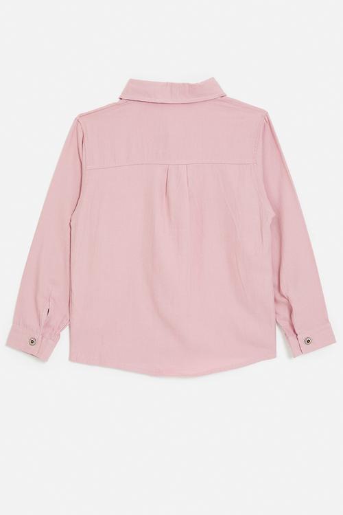 Shirt with mock welt pocket - pink