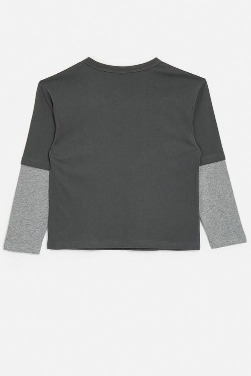 Slogan twofer t-shirt - grey