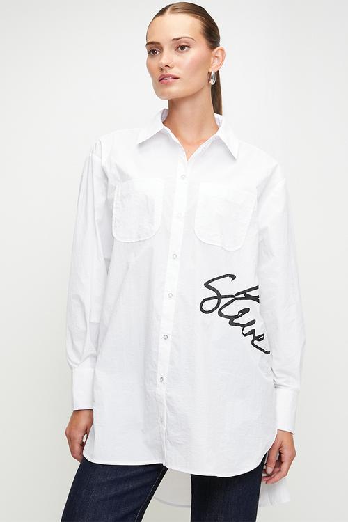 Ladies ophelia oversized shirt - white