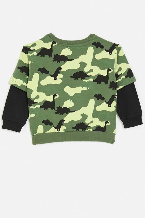 Twofer dino aop sweatshirt - camo green/black