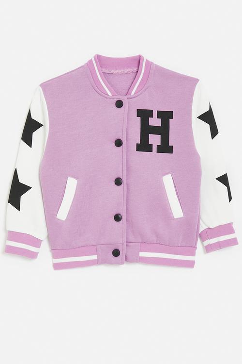 Baseball jacket - pale purple/white/black