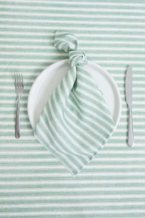 Stripe Loft Linen Napkins - Olive
