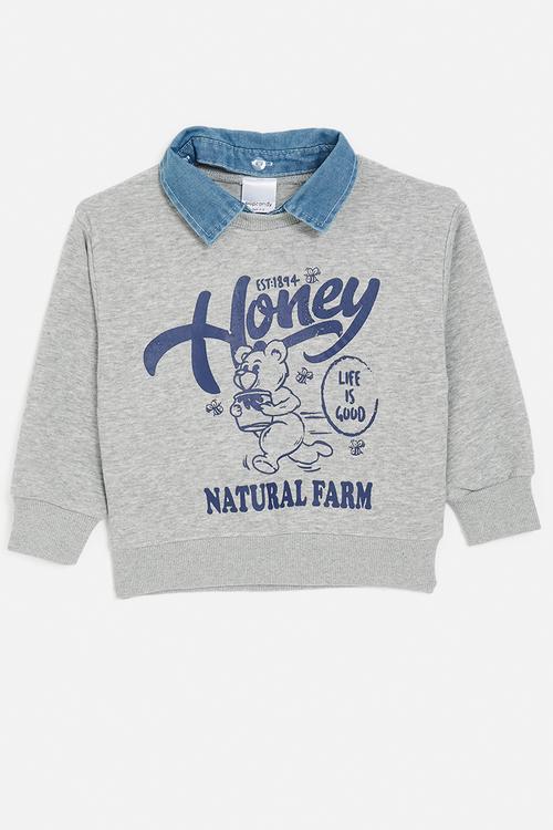 Sweatshirt with detachable collar - grey & blue