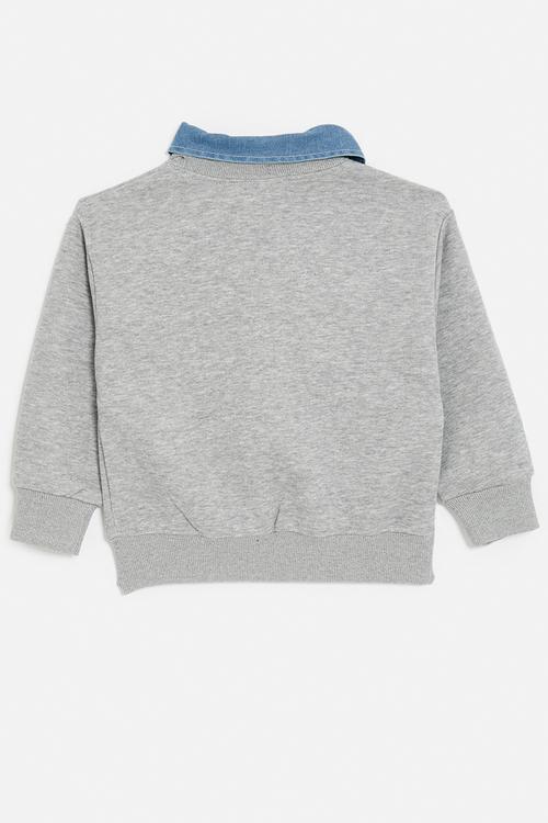 Sweatshirt with detachable collar - grey & blue