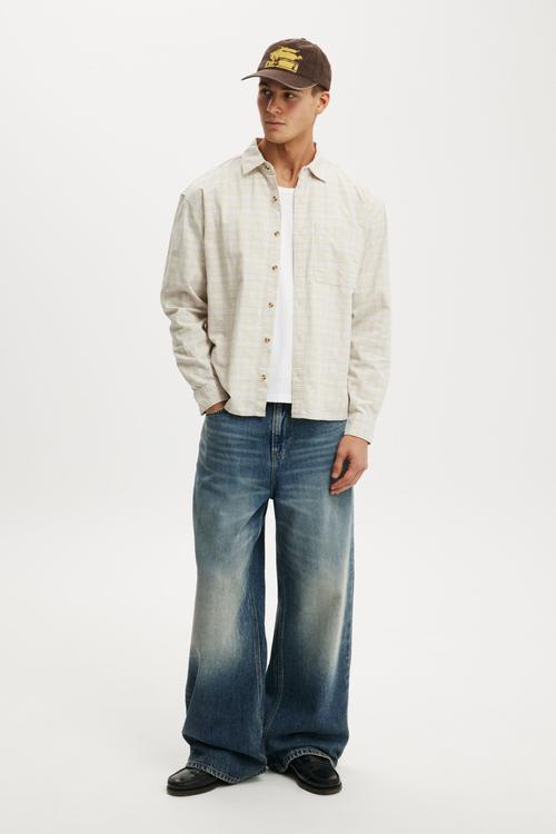 Remi Long Sleeve Shirt - Stone Textured Check