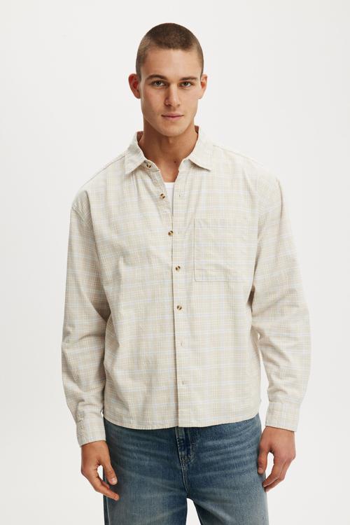 Remi Long Sleeve Shirt - Stone Textured Check