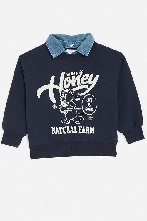 Sweatshirt with detachable collar - multi