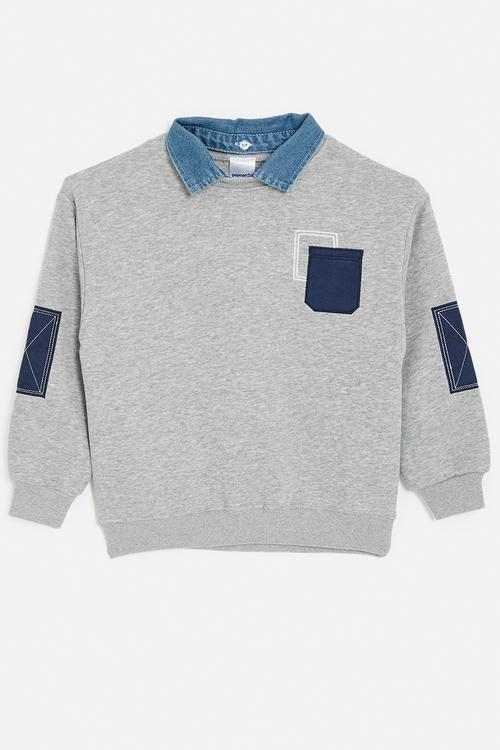 Sweatshirt with detachable collar - grey