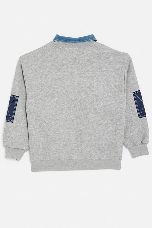 Sweatshirt with detachable collar - grey